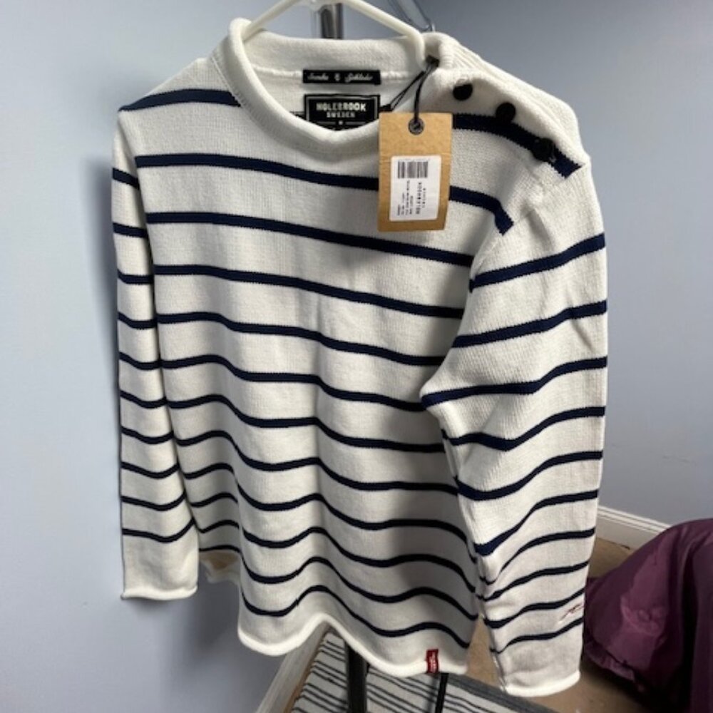 Women's Holebrook Sweeden Sz Large White/Blue Sweater